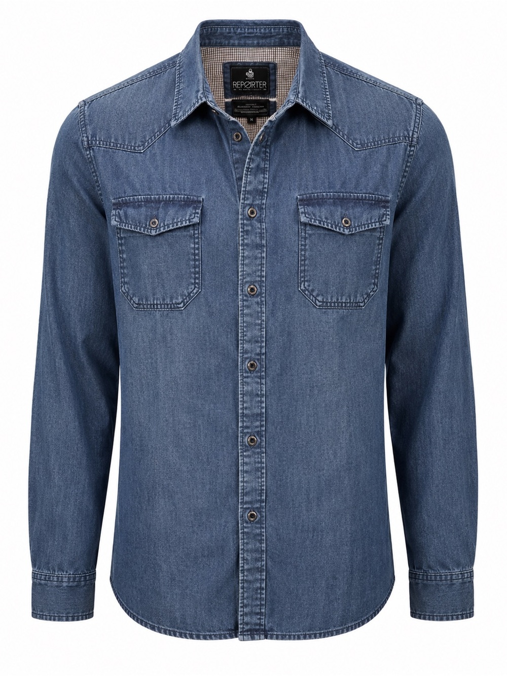 Report­er Blue Washed Denim Shirt